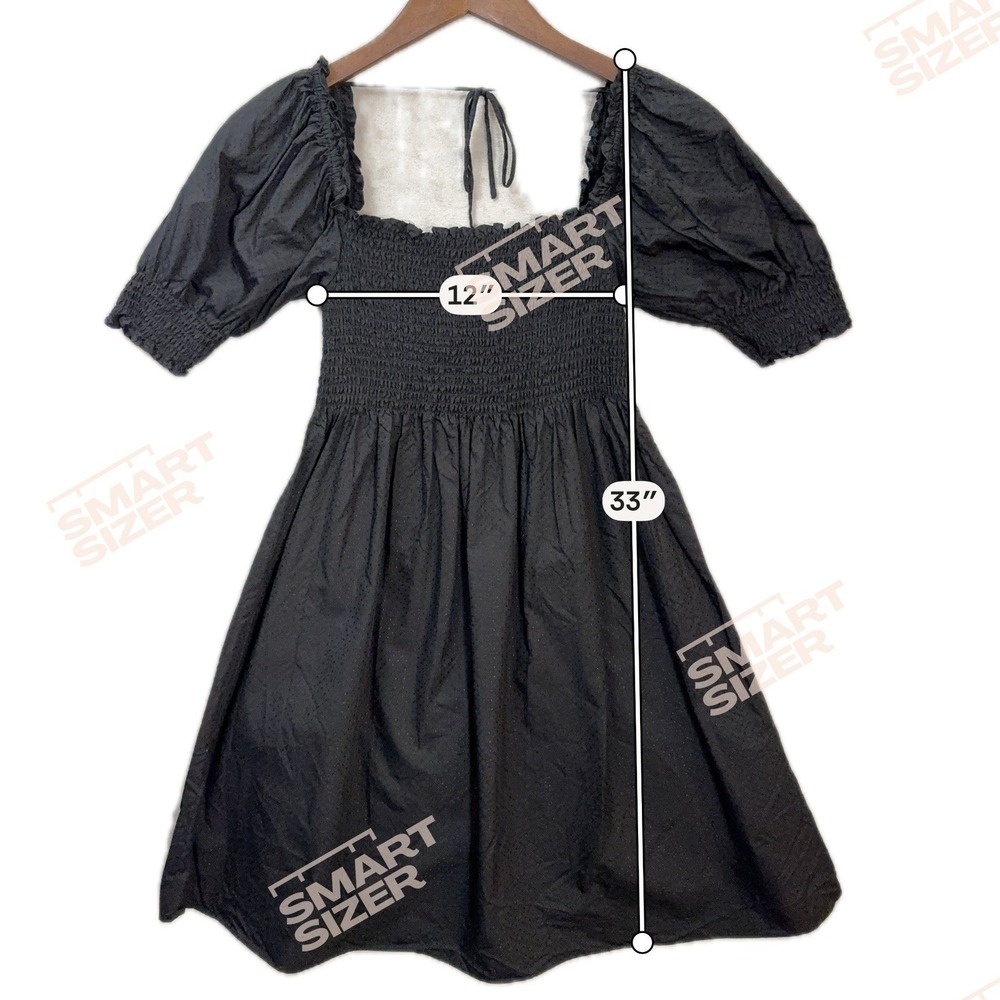 Hill House Home Womens Athena Nap Dress S Black Textured Dot Smocked Cottagecore - Picture 5 of 7